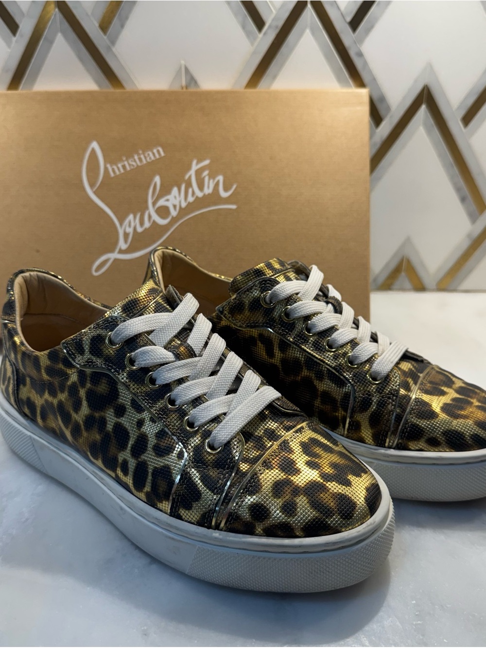 Christian Louboutin Leopard-Print Low-Top Sneakers